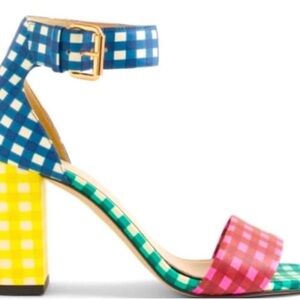 J. Crew Multicolored Gingham Plaid Block
Heel Sandals